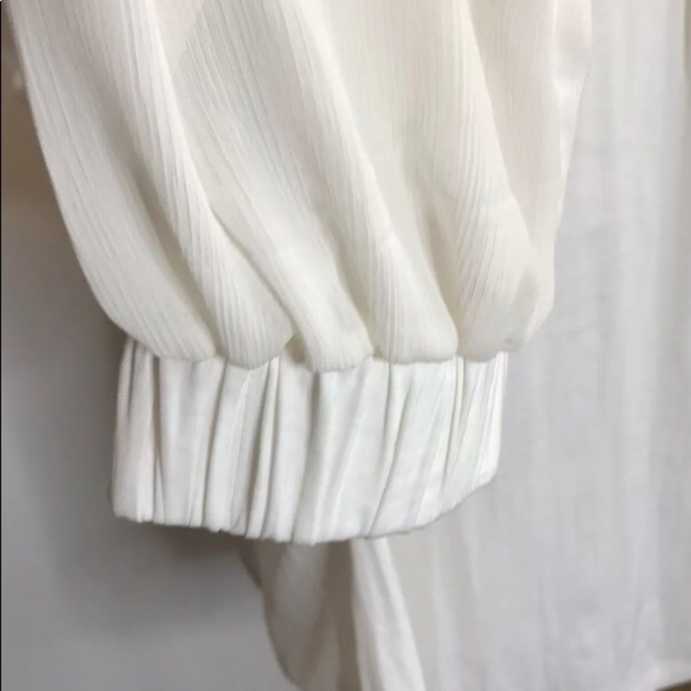 Gesso White Minimalist Chiffon Style Top Blouse XS - Picture 6 of 8